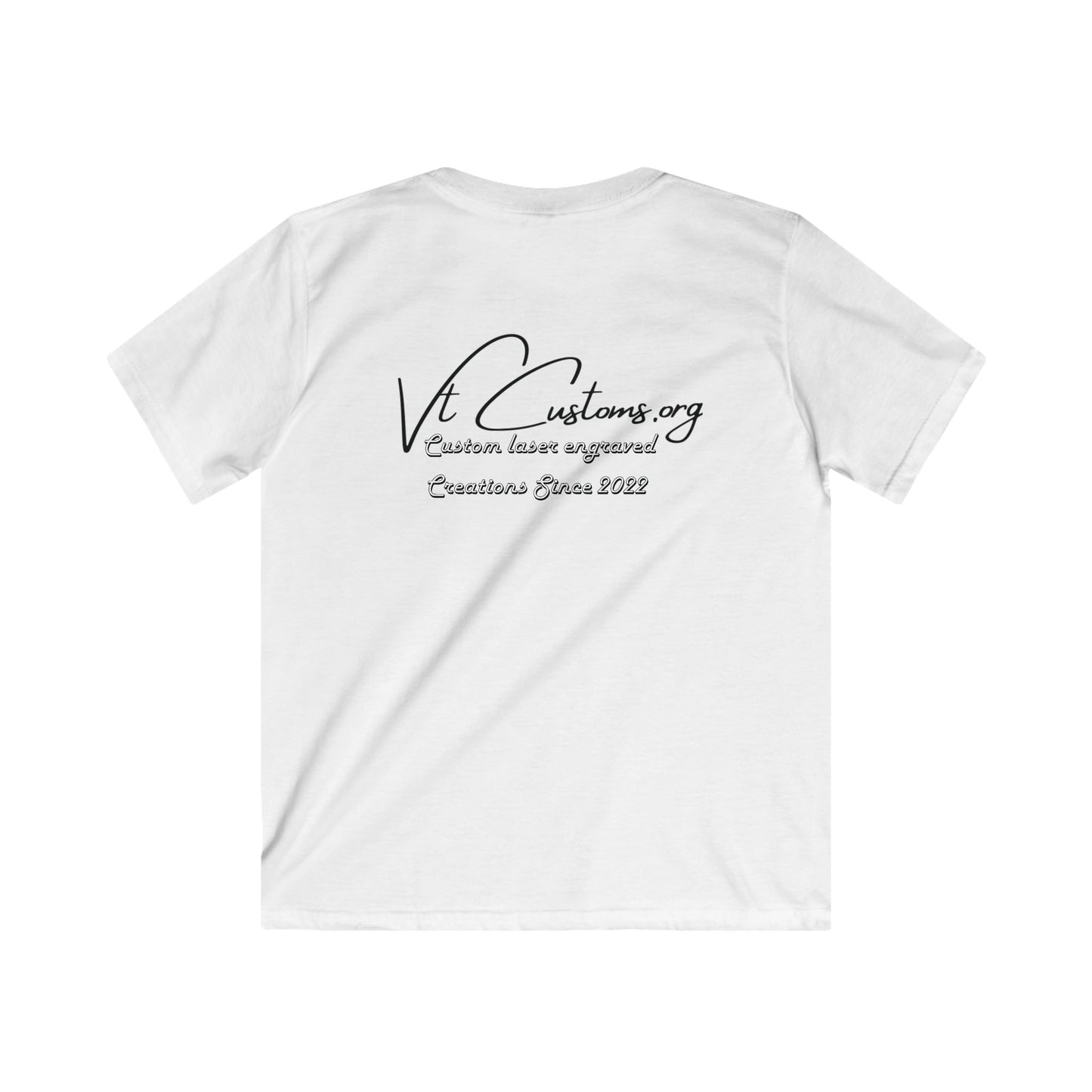 Kids Tee – VtCustoms.org Script Logo Back Print | Lightweight White Children's T‑Shirt