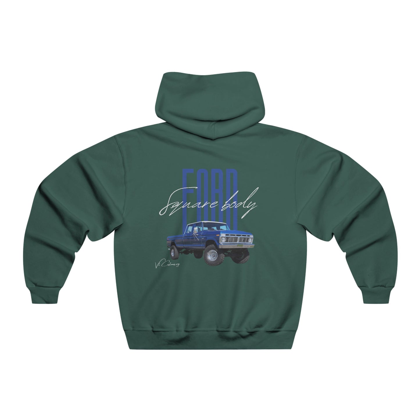 Classic Ford Square Body Hoodie — Classic Blue Truck Back Print