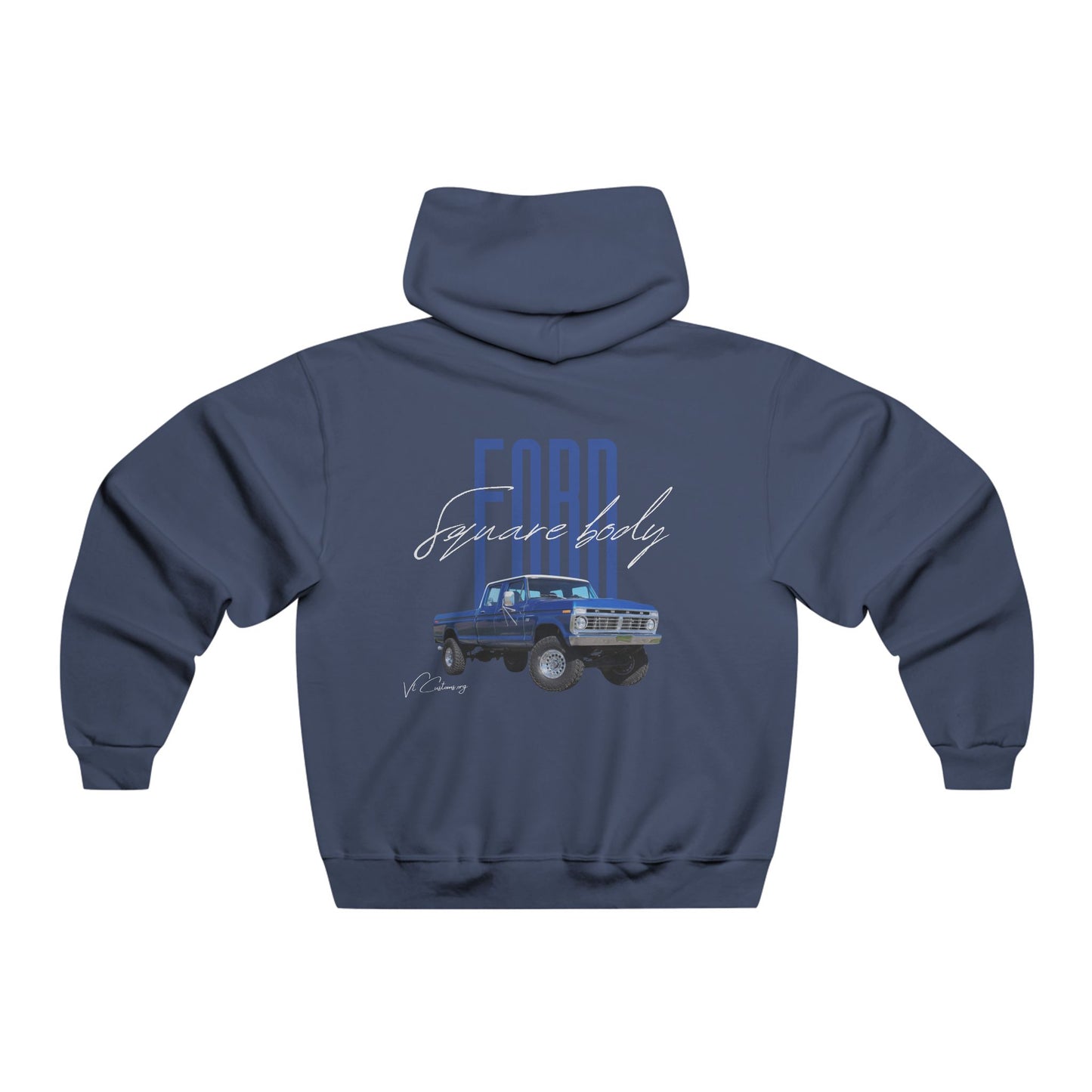 Classic Ford Square Body Hoodie — Classic Blue Truck Back Print