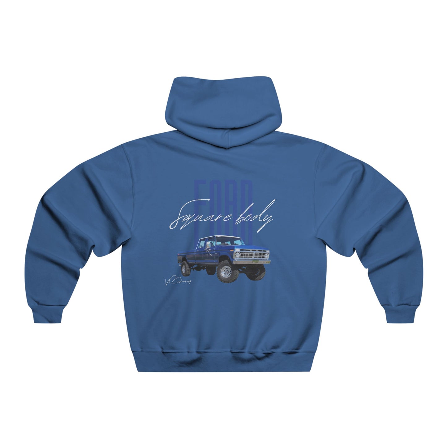 Classic Ford Square Body Hoodie — Classic Blue Truck Back Print