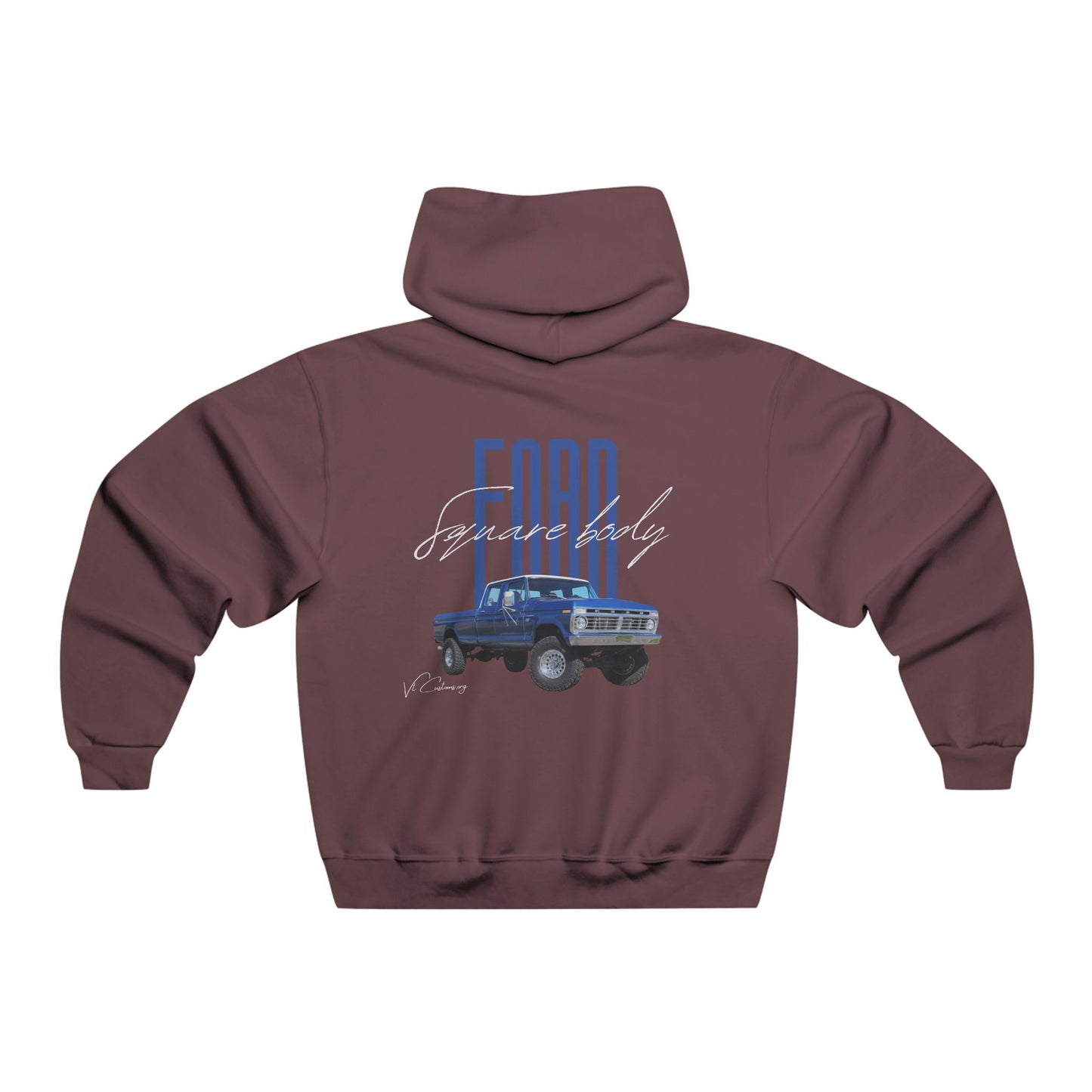 Classic Ford Square Body Hoodie — Classic Blue Truck Back Print