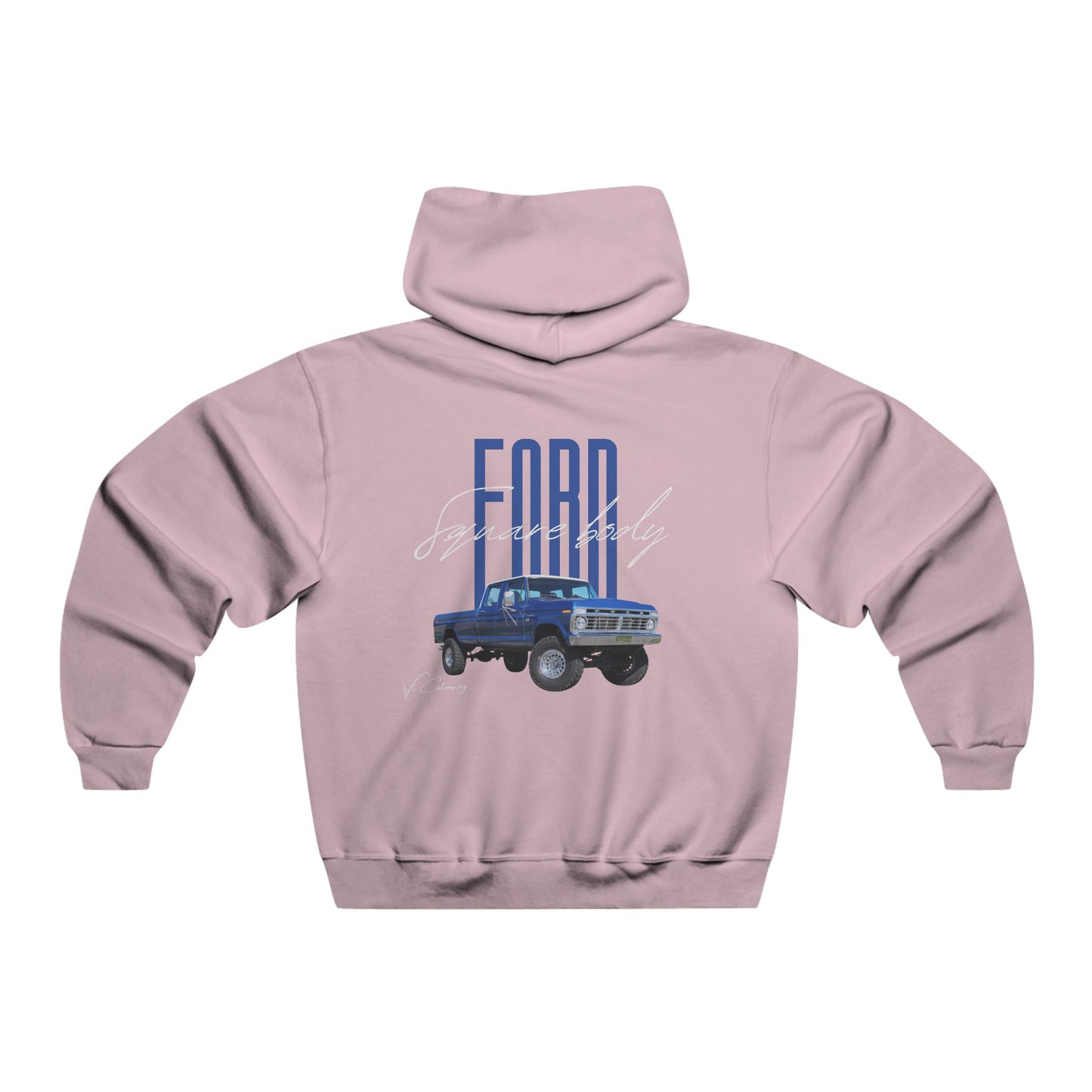 Classic Ford Square Body Hoodie — Classic Blue Truck Back Print