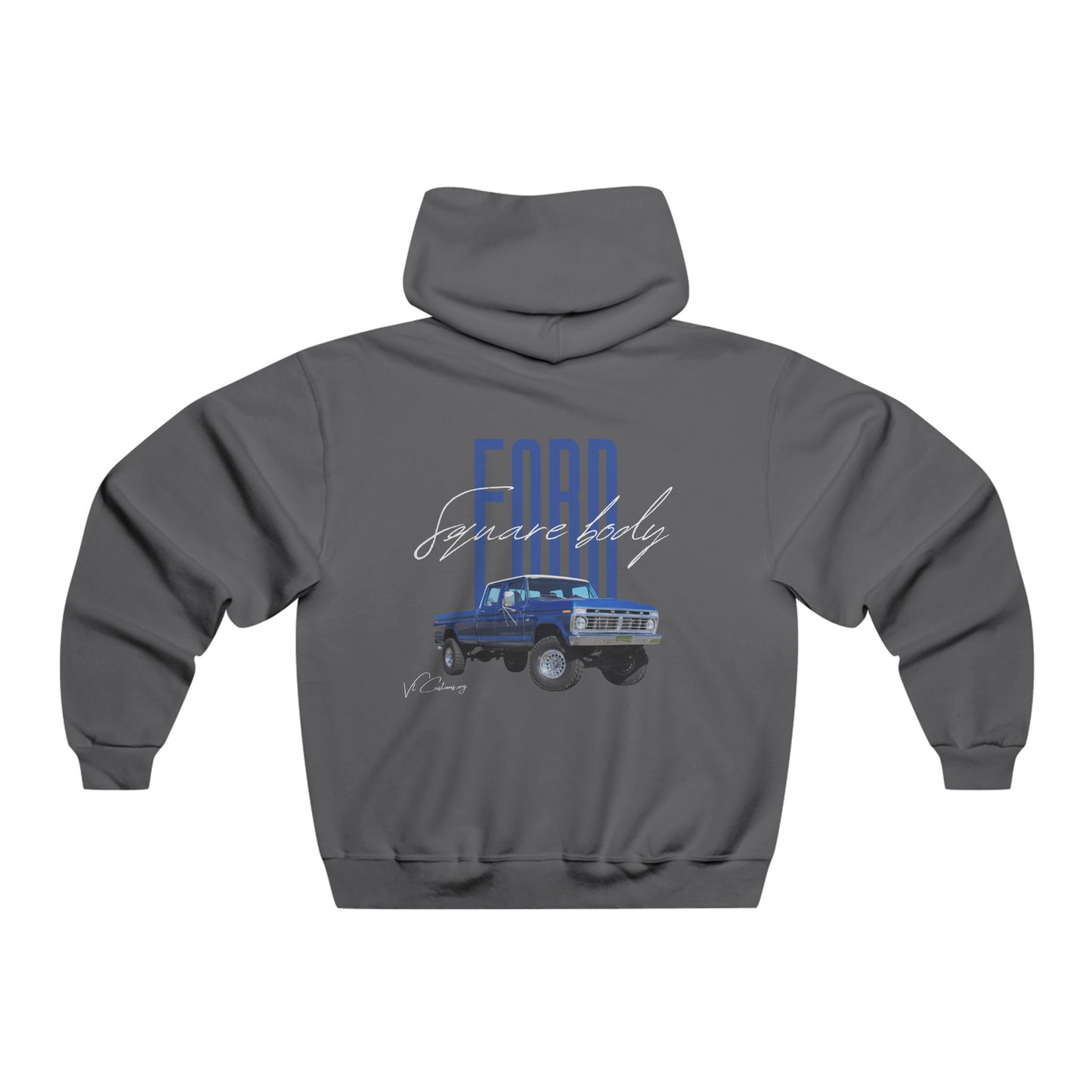 Classic Ford Square Body Hoodie — Classic Blue Truck Back Print