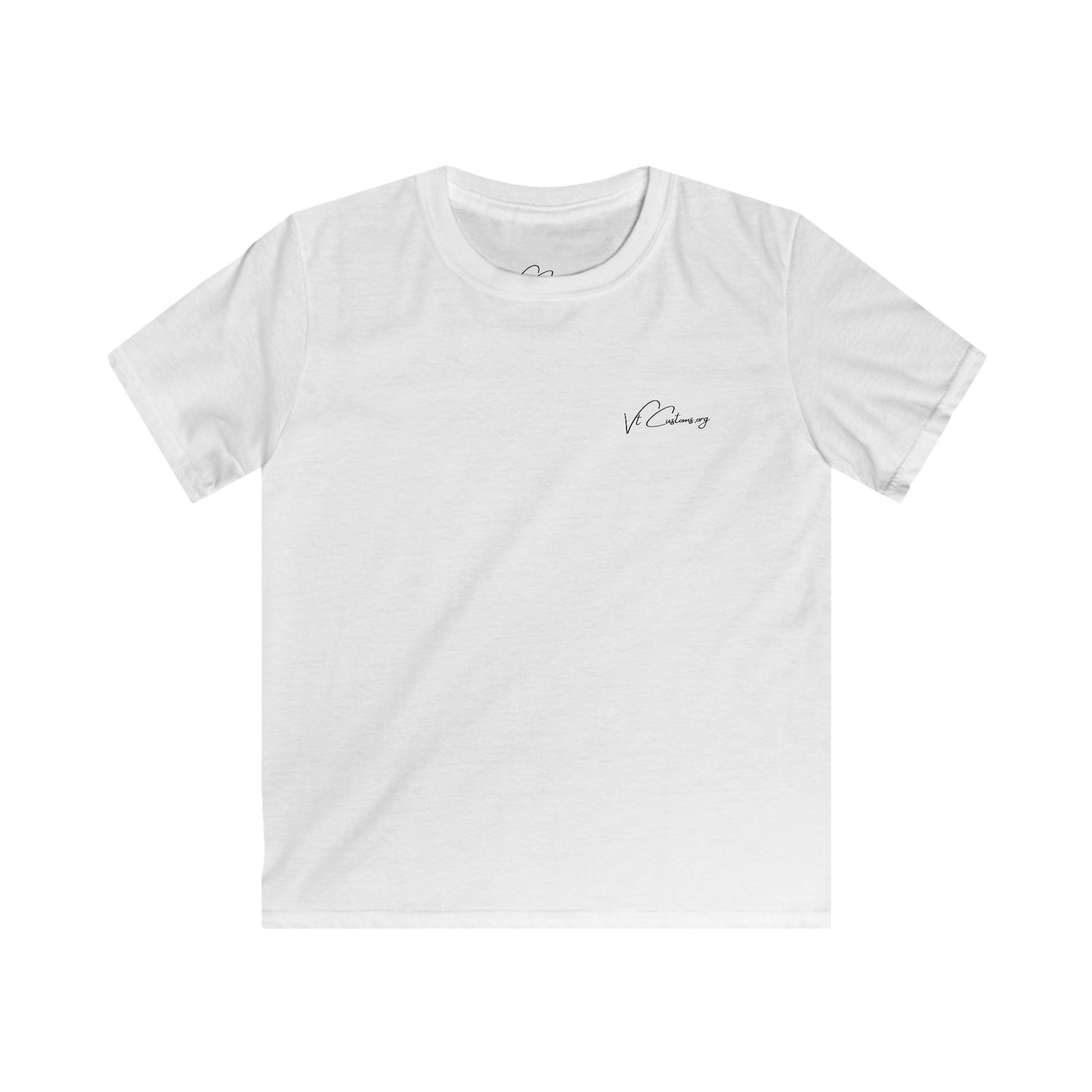 Kids Tee – VtCustoms.org Script Logo Back Print | Lightweight White Children's T‑Shirt