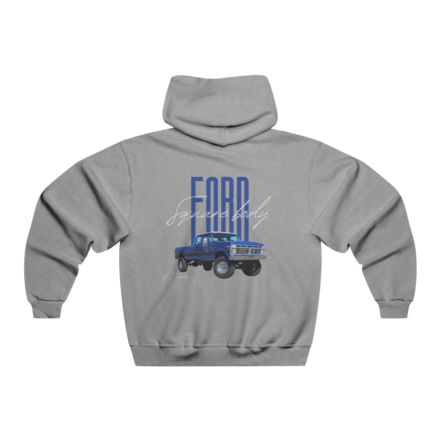 Classic Ford Square Body Hoodie — Classic Blue Truck Back Print