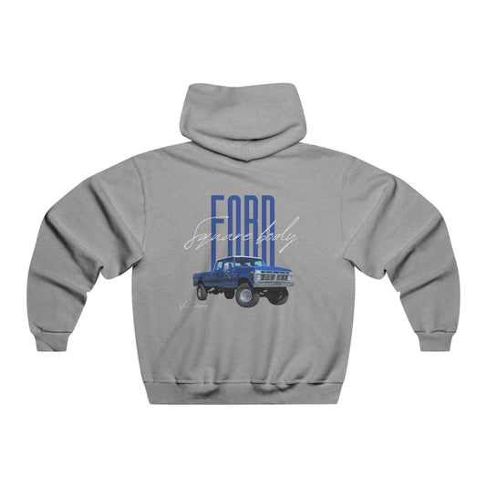 Classic Ford Square Body Hoodie — Classic Blue Truck Back Print